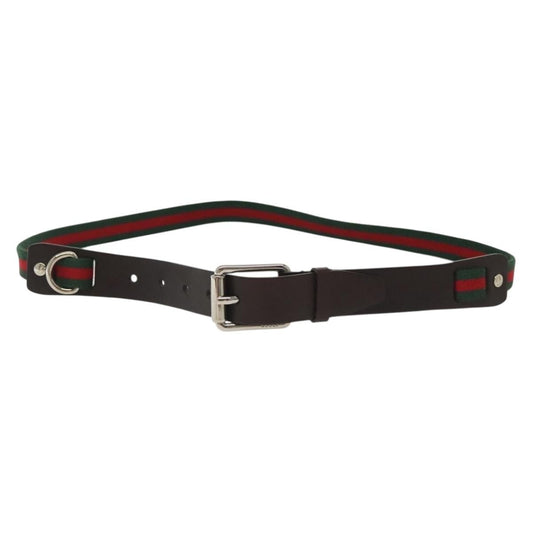 Gucci Web Belt Canvas and Leather, BLACK, LEATHER, Belts