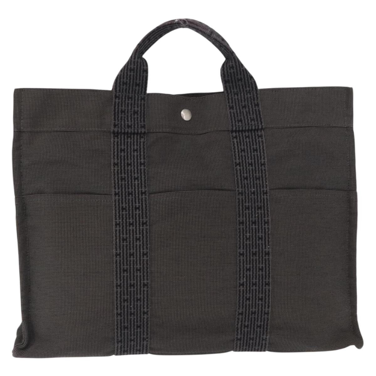 Hermes Fourre-tout Herline Canvas, GRAY, CANVAS, Tote bag