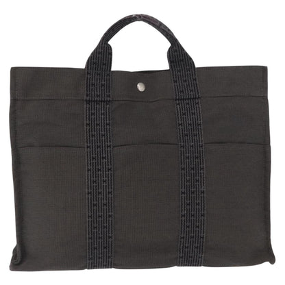 Hermes Fourre-tout Herline Canvas, GRAY, CANVAS, Tote bag