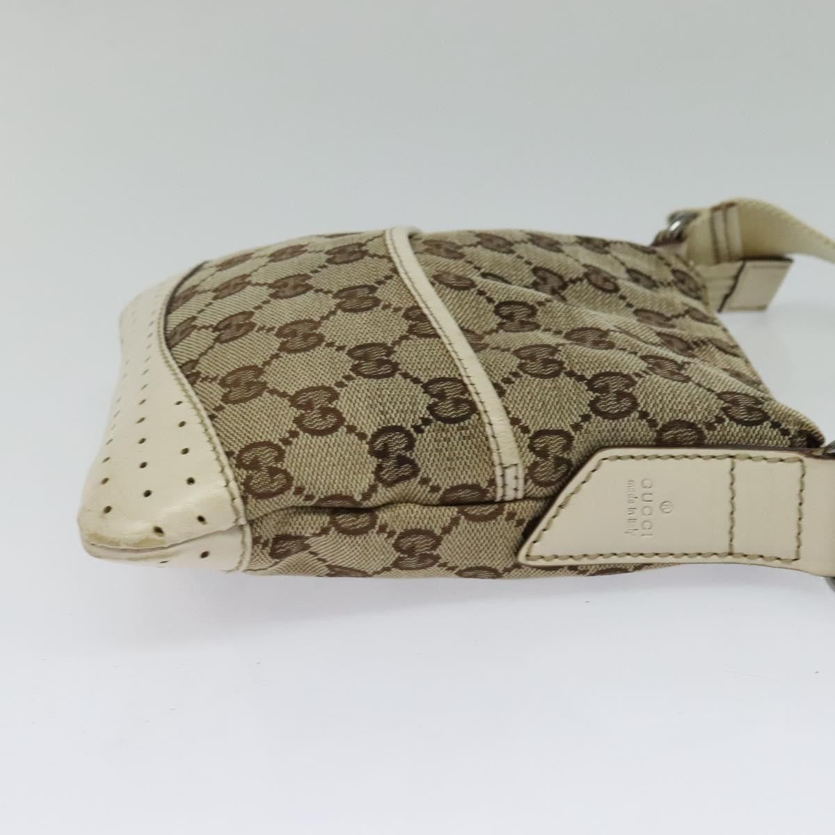Gucci Zip Messenger Bag GG Canvas with Perforated Leather, BEIGE, CANVAS, Crossbody bag