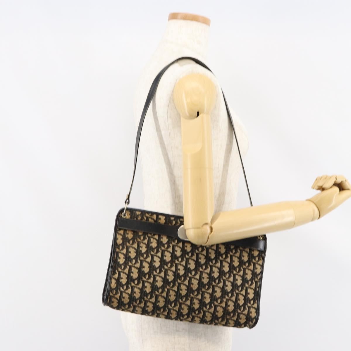 Christian Dior Vintage Trotter Shoulder Bag Canvas, NAVY, CANVAS, Shoulder bag