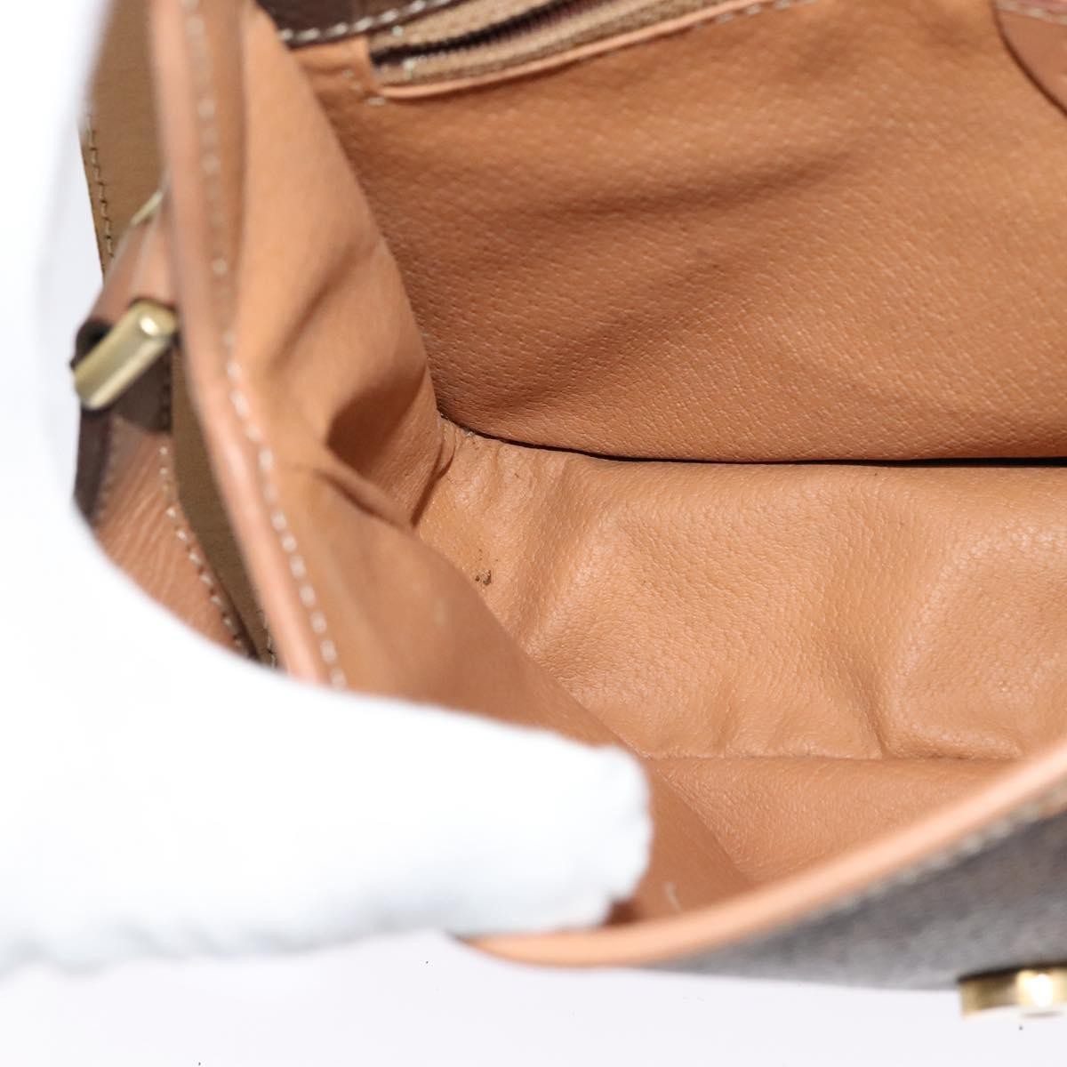 Celine Vintage Macadam Circle Logo Shoulder Bag Canvas and Leather, Brown, Canvas, Shoulder Bag