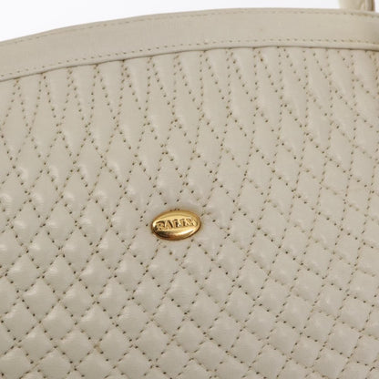 Bally Vintage Handbag Quilted Leather, WHITE, LEATHER, Handbag