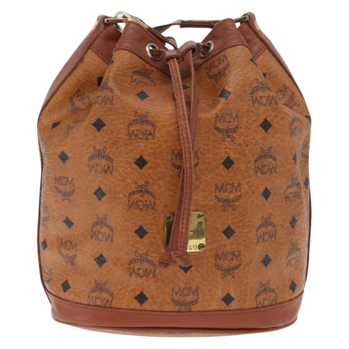 MCM Visetos Shoulder bag Canvas and Leather, BROWN, CANVAS, Shoulder bag
