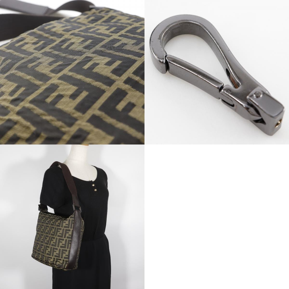 Fendi Logo Zucca Shoulder Bag Zucca, BROWN, CANVAS, Shoulder bag