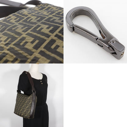 Fendi Logo Zucca Shoulder Bag Zucca, BROWN, CANVAS, Shoulder bag