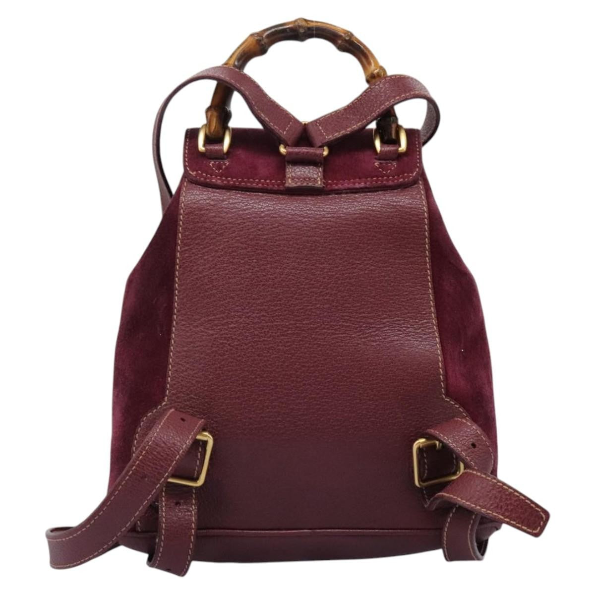 Gucci Vintage Bamboo Backpack Suede, PURPLE, SUEDE, Backpack