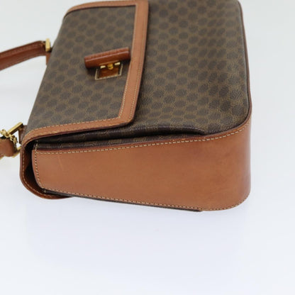 Celine Vintage Convertible Top Handle Bag Macadam Coated Canvas, BROWN, CANVAS, Handbag