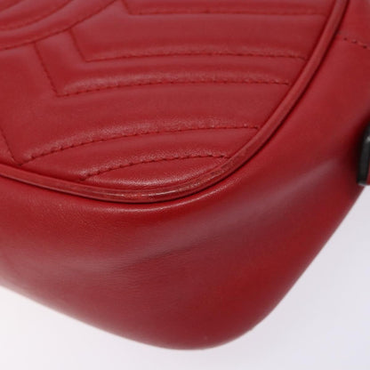 Gucci GG Marmont Monochrome Shoulder Bag Matelasse Leather, RED, LEATHER, Shoulder bag