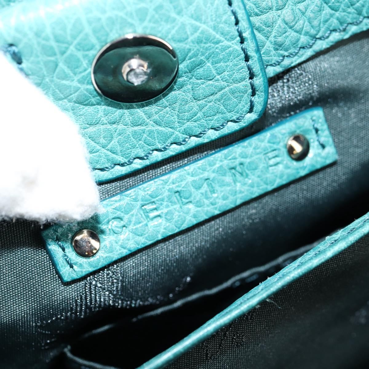 Celine Orlov Handbag Leather, TURQUOISE, LEATHER, Handbag