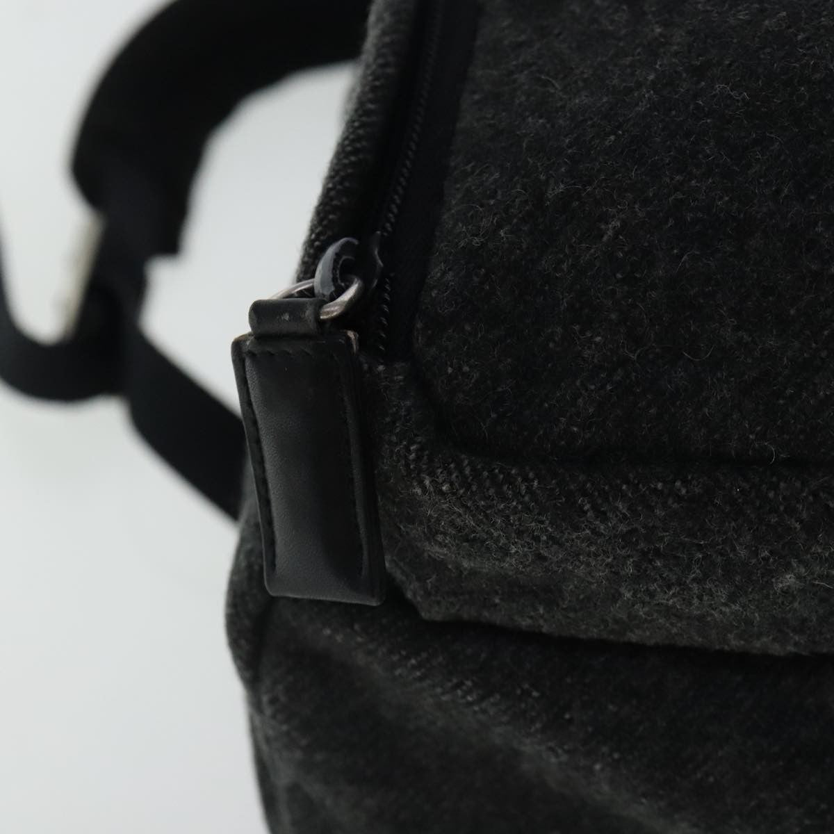 Prada Single Buckle Pocket Backpack Wool, GRAY, WOOL, Backpack