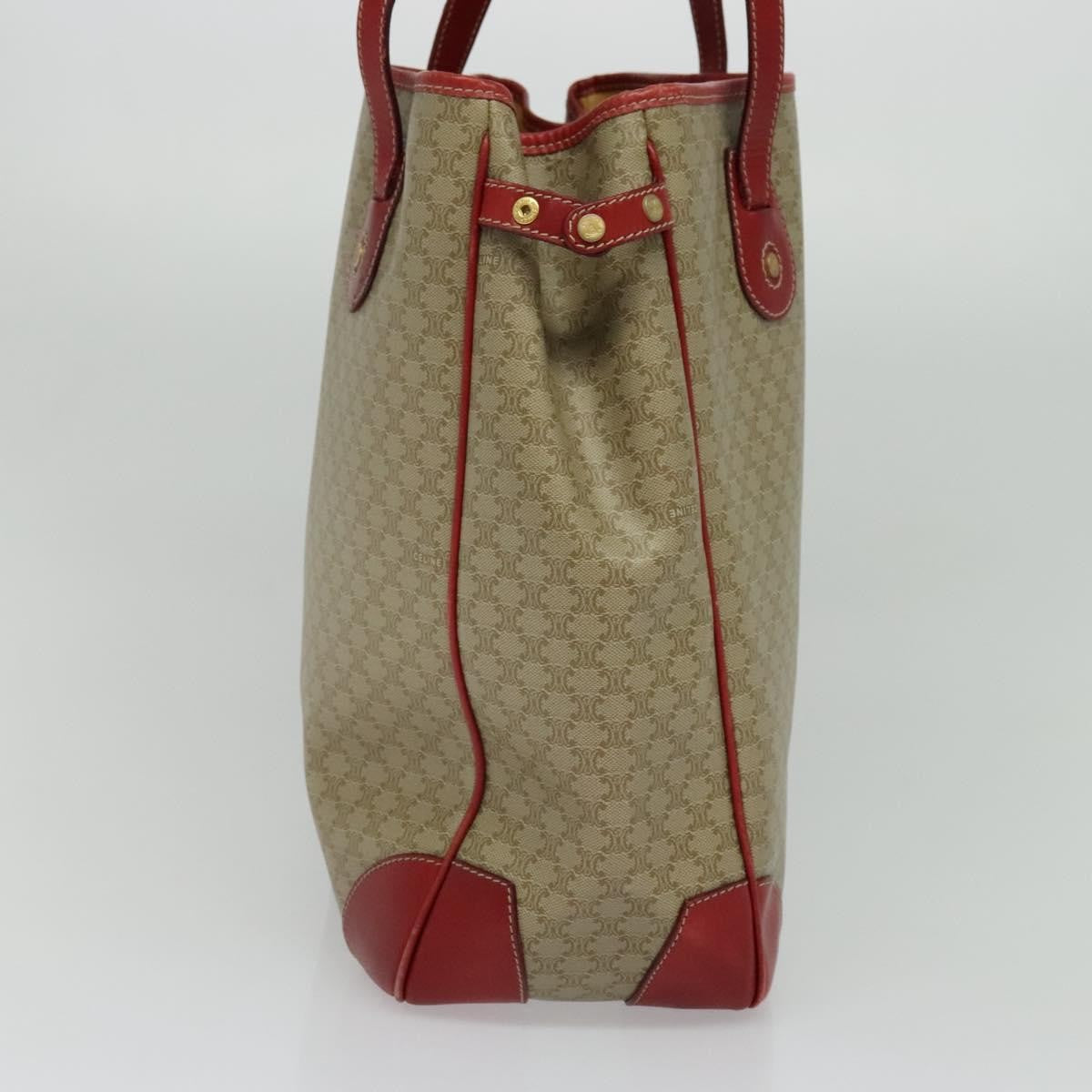 Celine Vintage Macadam Tote bag Canvas and Leather, BEIGE, CANVAS, Tote bag