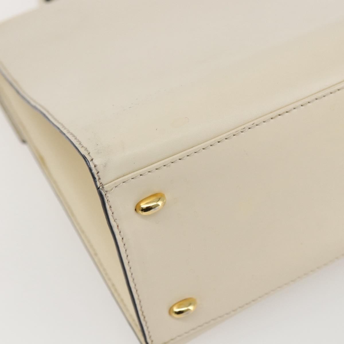Celine Vintage Logo Top Handle Bag Leather, WHITE, LEATHER, Handbag