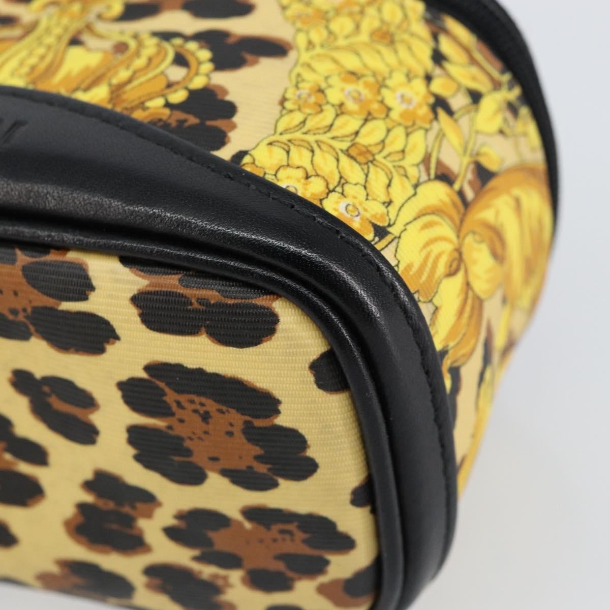 Versace Vanity Hand Bag Canvas and Leather, GOLD, LEATHER, Clutche & pouche