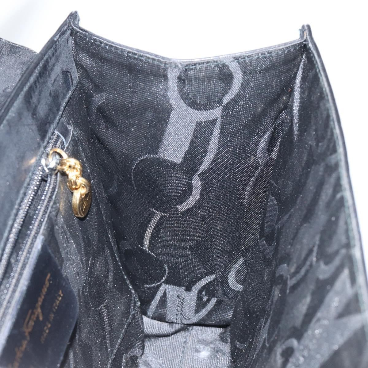 Salvatore Ferragamo Gancini Shoulder Bag Leather, BLACK, LEATHER, Shoulder bag