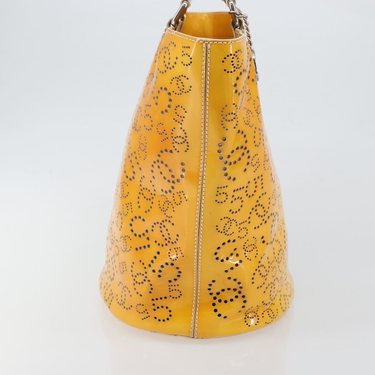 Chanel CC No.5 Shopping Tote Perforated Patent, YELLOW, PATENT_LEATHER, Tote bag