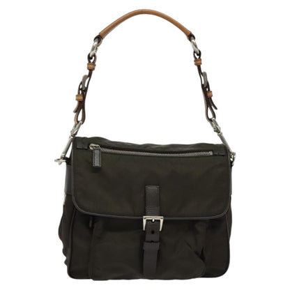Prada Vintage Flap Shoulder Bag Nylon, Khaki, Nylon, Shoulder Bag