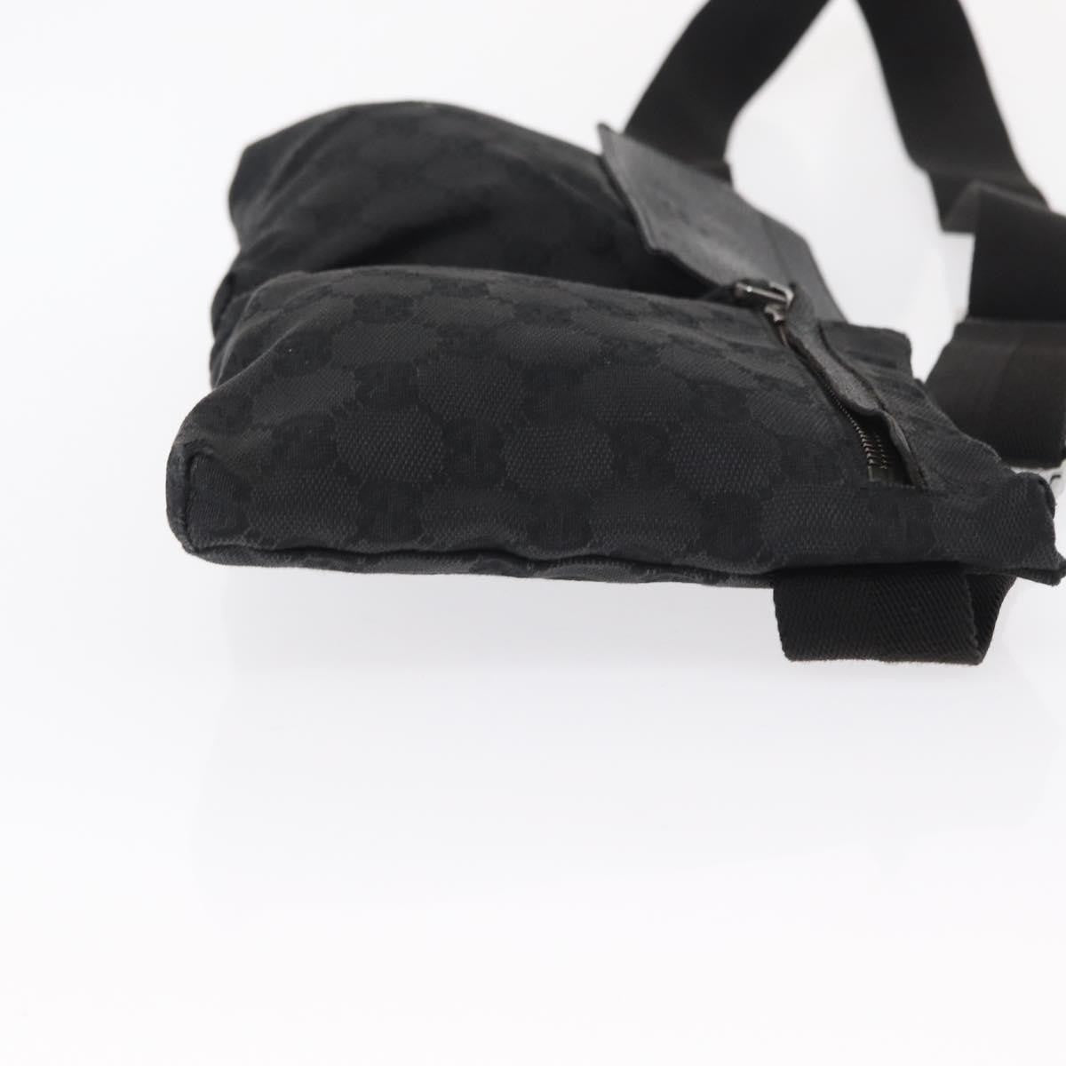 Gucci Vintage Double Belt Bag GG Canvas with Leather, BLACK, CANVAS, Clutche & pouche