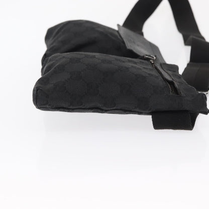Gucci Vintage Double Belt Bag GG Canvas with Leather, BLACK, CANVAS, Clutche & pouche