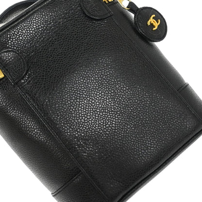 Chanel Vintage Timeless Cosmetic Case Caviar, BLACK, LEATHER, Handbag