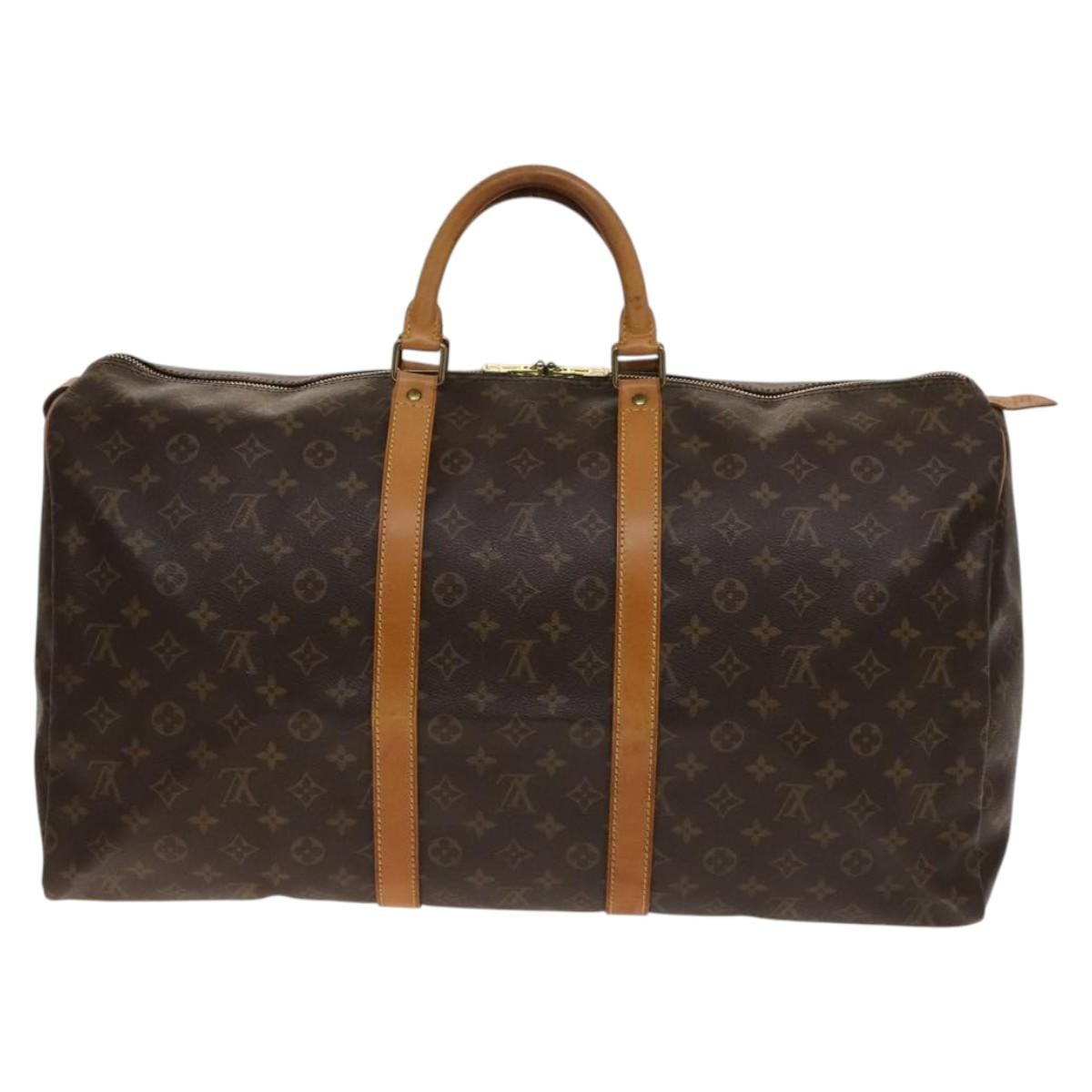 Louis Vuitton Keepall Bag Monogram Canvas, BROWN, CANVAS, Travel bag
