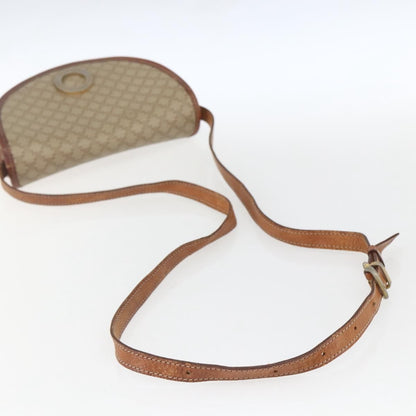 Celine Vintage Macadam Circle Logo Shoulder Bag Canvas and Leather, BEIGE, CANVAS, Shoulder bag