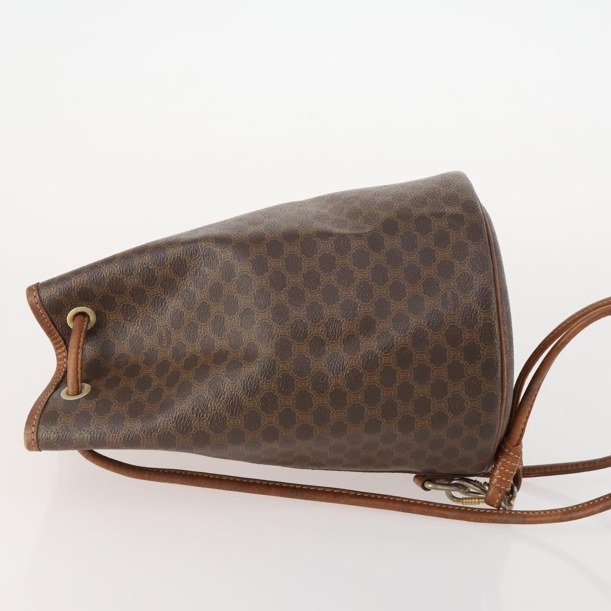Celine Vintage Macadam Backpack Canvas and Leather, Brown, Canvas, Backpack