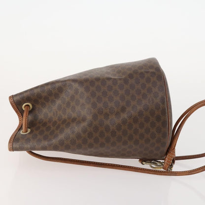 Celine Vintage Macadam Backpack Canvas and Leather, Brown, Canvas, Backpack