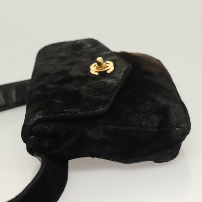 Chanel Vintage CC Flap Waist Bag Quilted Leather, BLACK, VELVET, Handbag