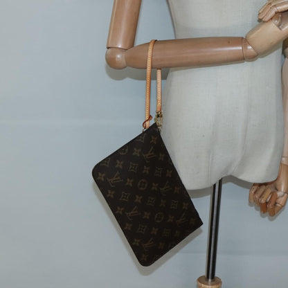 Louis Vuitton Neverfull Pochette Monogram Canvas, BROWN, CANVAS, Tote bag