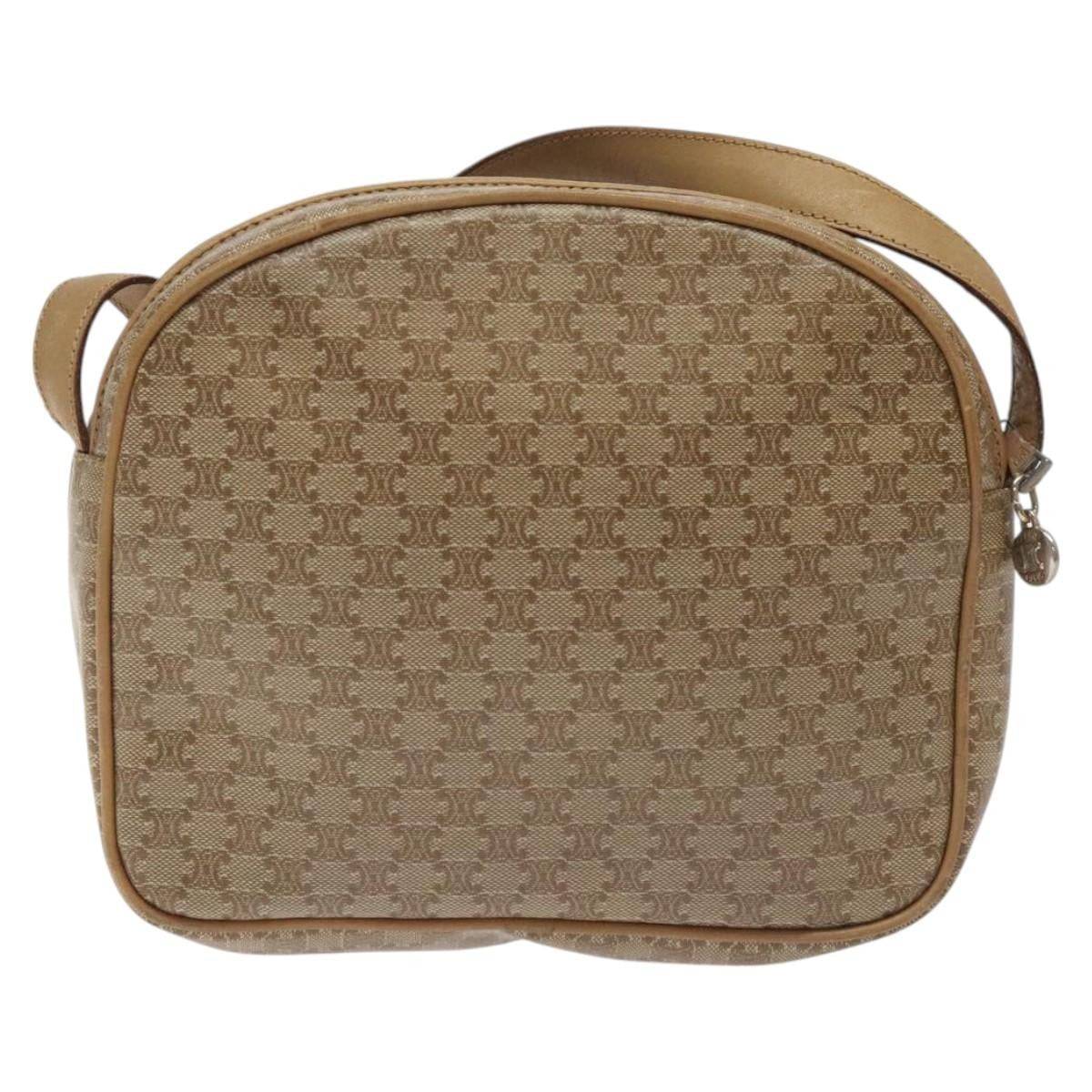 Celine Vintage Macadam Shoulder Bag Macadam Canva  Vinyl, BEIGE, PVC, Shoulder bag