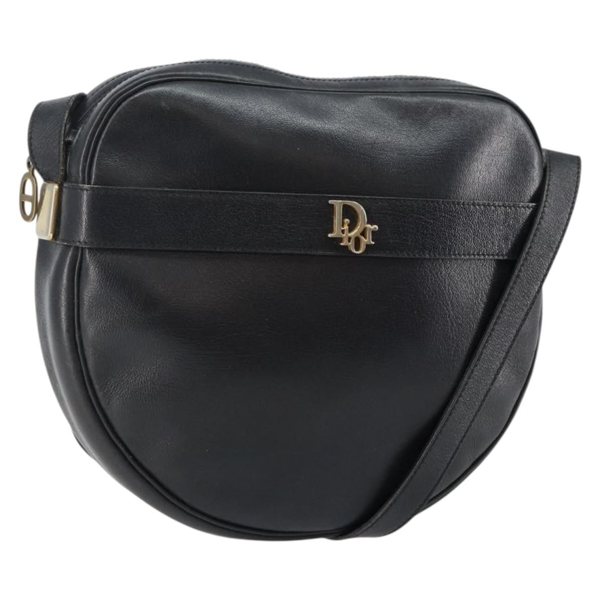 Christian Dior Vintage Shoulder Bag Leather, NAVY, LEATHER, Shoulder bag