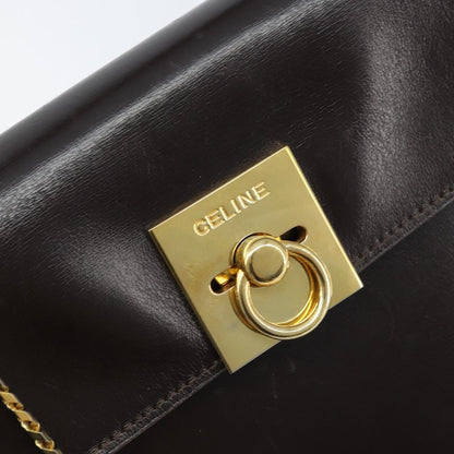 Celine Vintage Logo Top Handle Bag Leather, BROWN, LEATHER, Handbag