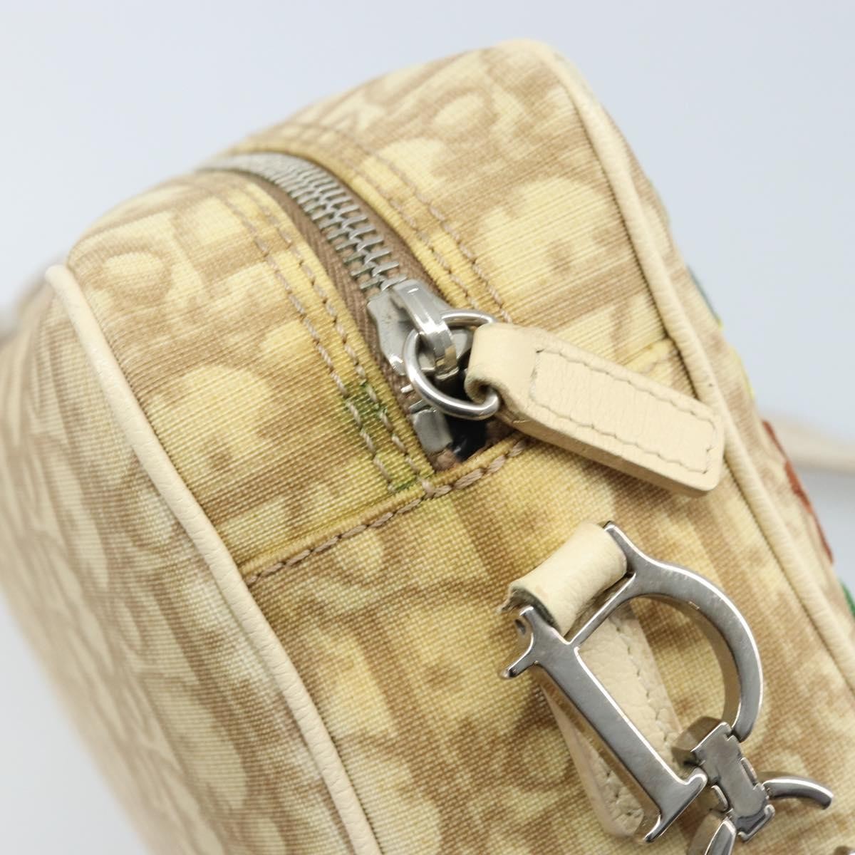 Christian Dior Vintage Crossbody Bag Embroidered Diorissimo Canvas, Beige, Canvas, Shoulder Bag