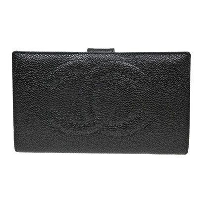 Chanel Timeless CC French Wallet Caviar, Black, Calfskin, Wallet