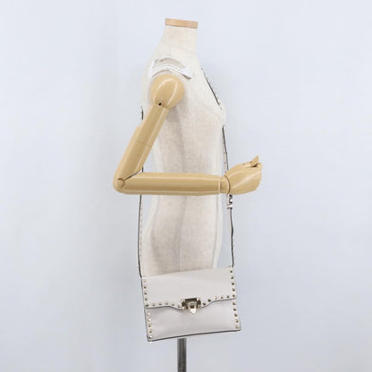 Valentino Garavani Rockstud Flip Lock Flap Bag Leather, WHITE, LEATHER, Shoulder bag