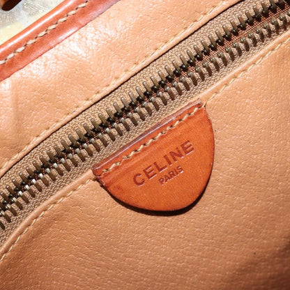 Celine Vintage Macadam Shoulder Bag Canvas and Leather, BROWN, CANVAS, Shoulder bag