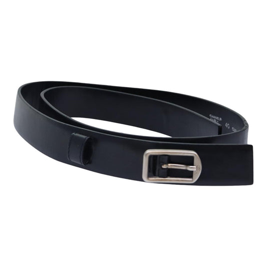 Chanel Buckle Belt Leather, BLACK, LEATHER, Belts
