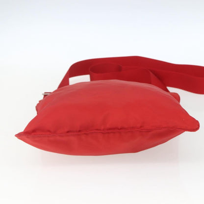 Prada Zip Top Messenger Bag Tessuto, RED, NYLON, Shoulder bag