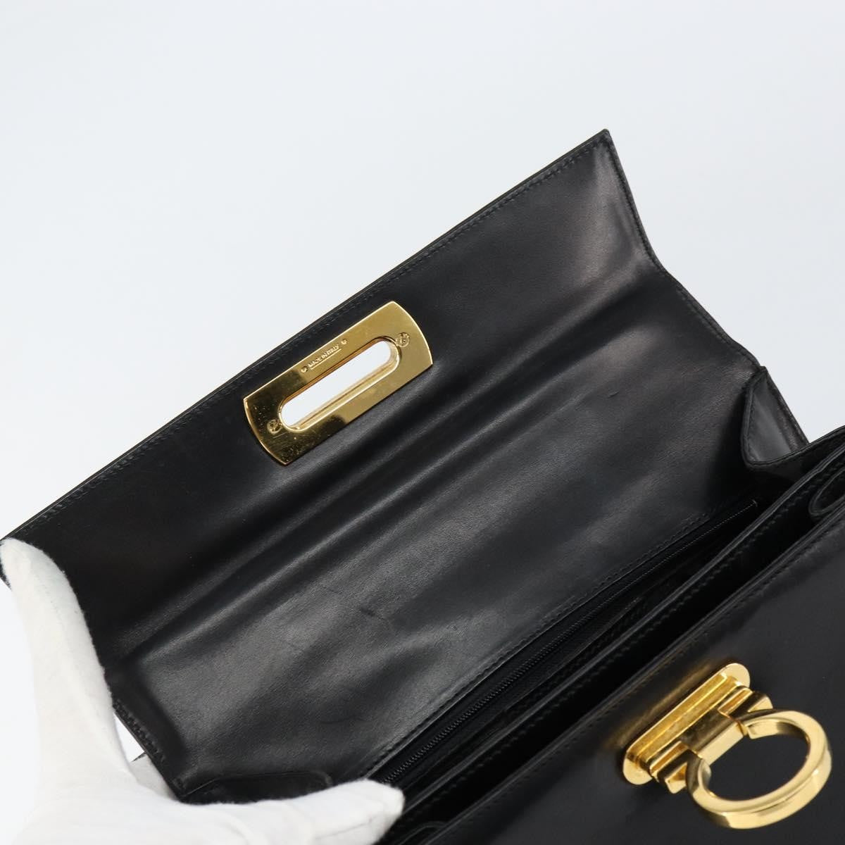 Salvatore Ferragamo Gancini Convertible Top Handle Bag Leather, BLACK, LEATHER, Handbag