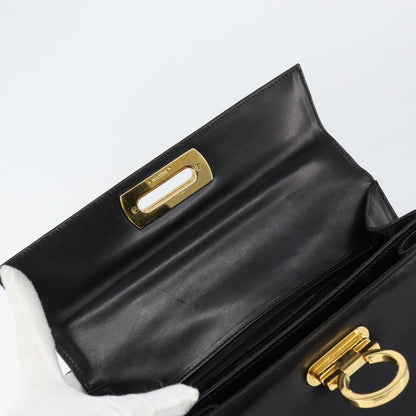 Salvatore Ferragamo Gancini Convertible Top Handle Bag Leather, BLACK, LEATHER, Handbag