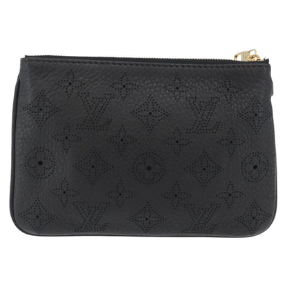 Louis Vuitton Selene Pochette Mahina Leather, Black, Leather, Clutch