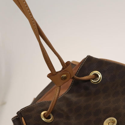 Celine Vintage Drawstring Flap Backpack Macadam Coated Canvas, BROWN, CANVAS, Backpack