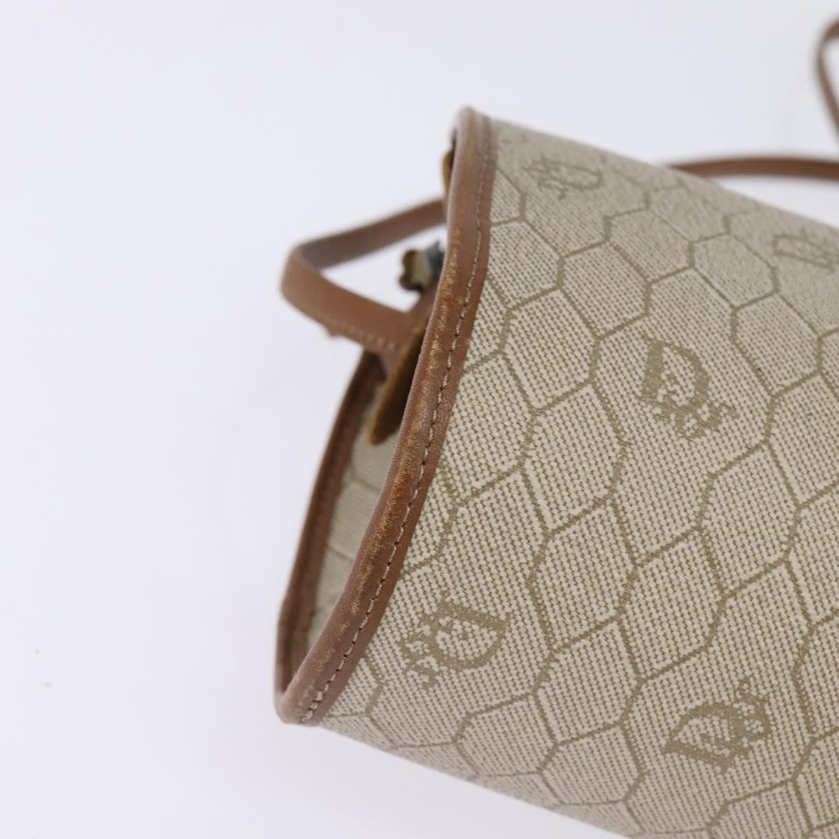 Christian Dior Vintage Honeycomb Shoulder Bag Canvas and Leather, BEIGE, CANVAS, Shoulder bag