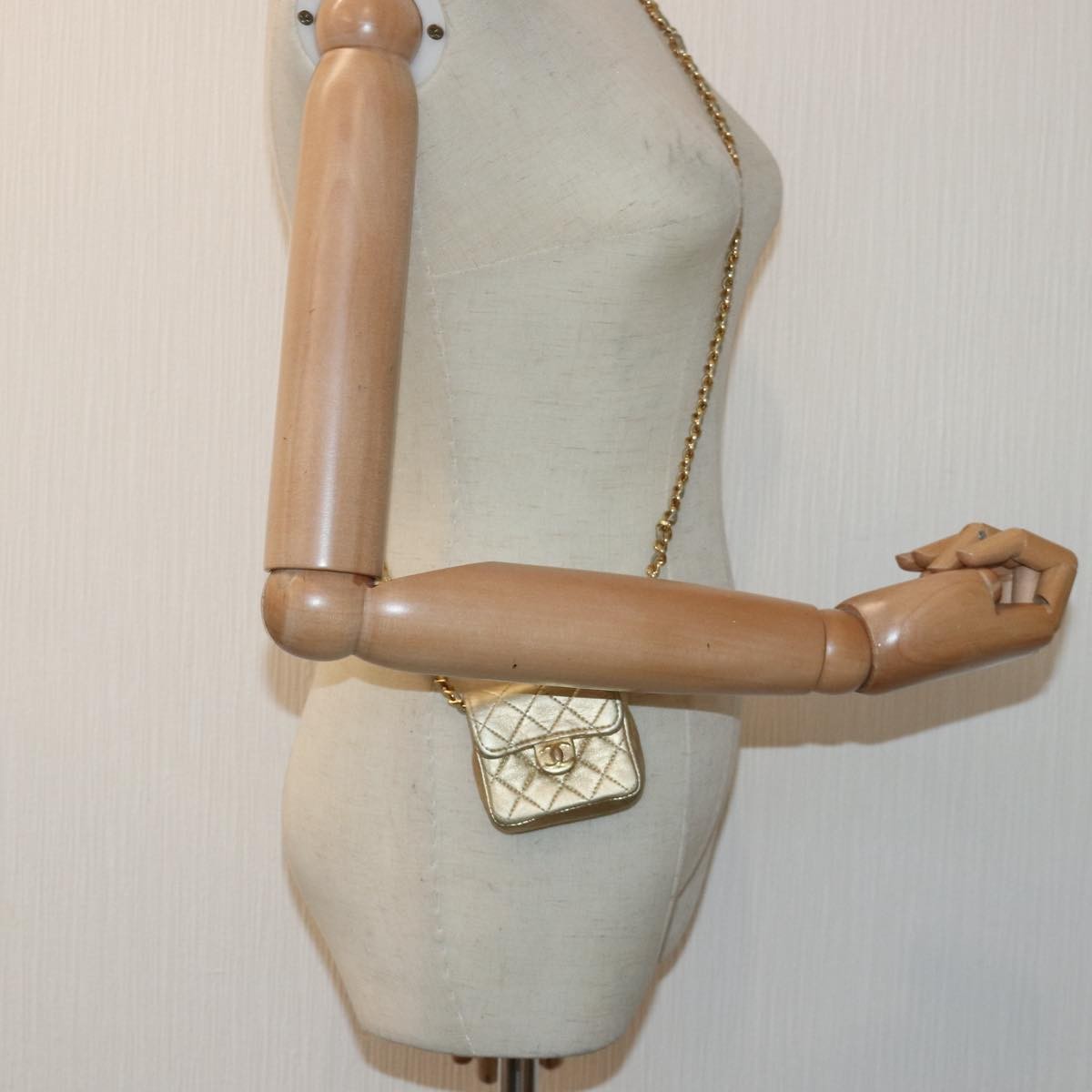 Chanel Vintage Square CC Flap Bag Quilted Leather, Gold, Leather, Shoulder Bag