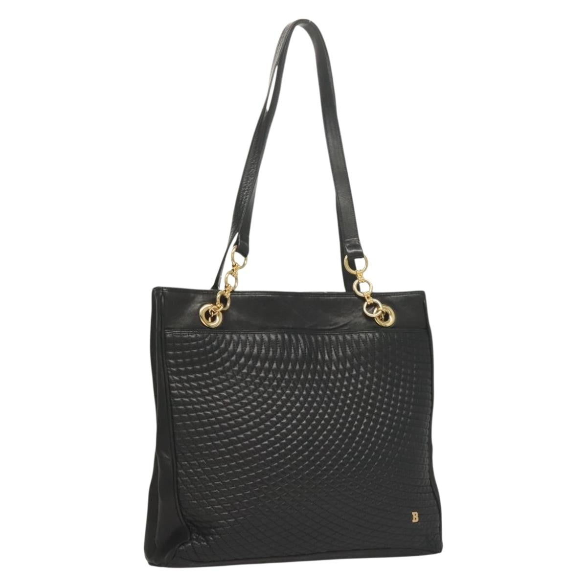 Bally Vintage Tote Bag Leather, Black, Leather, Tote Bag