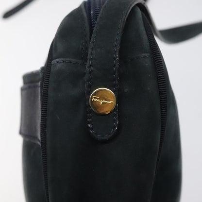 Salvatore Ferragamo Vala Shoulder Bag Suede, NAVY, SUEDE, Shoulder bag