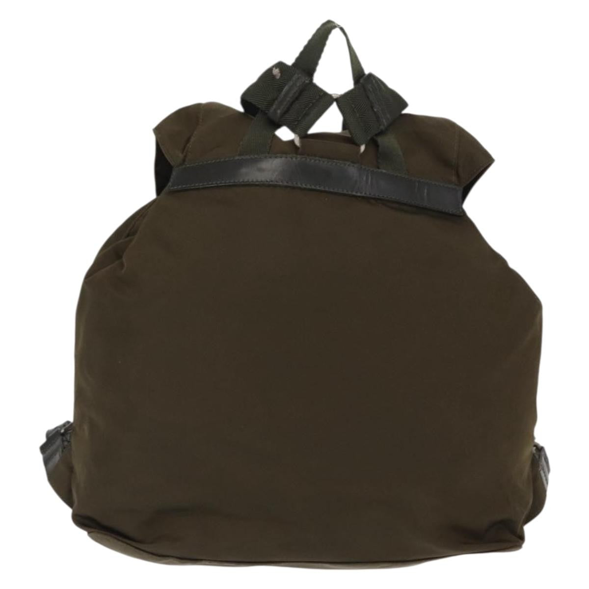 Prada Vela Double Front Pocket Backpack Tessuto with Saffiano Leather, KHAKI, NYLON, Backpack