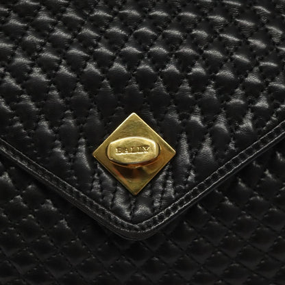 Bally Vintage Handbag Quilted Leather, BLACK, LEATHER, Handbag