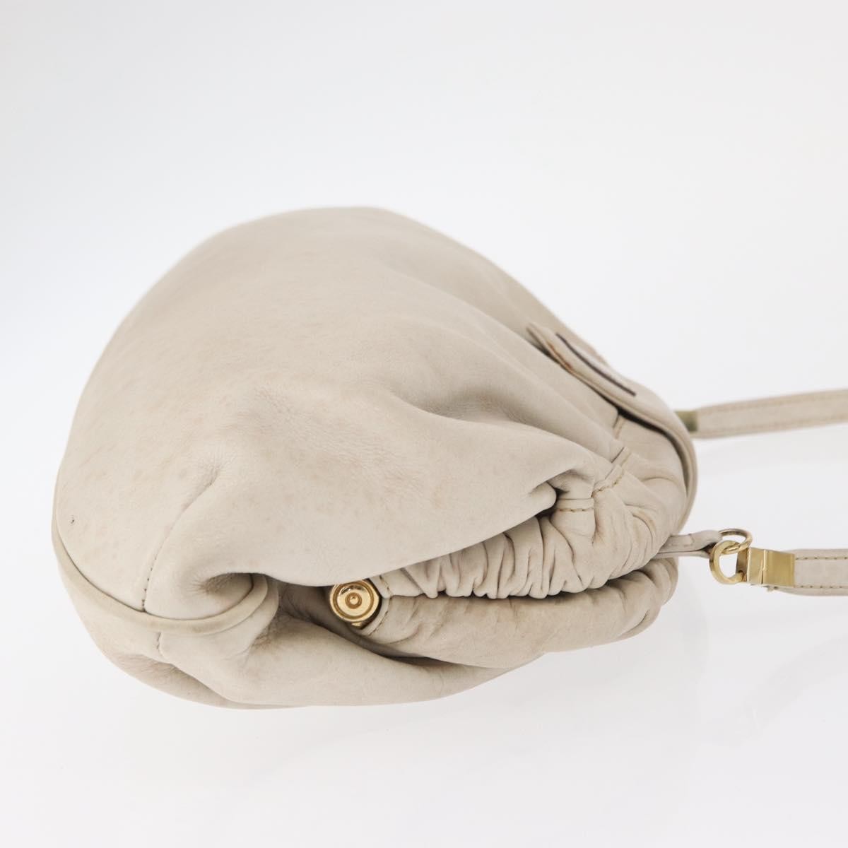 Celine Vintage Shoulder Bag Leather, WHITE, LEATHER, Shoulder bag